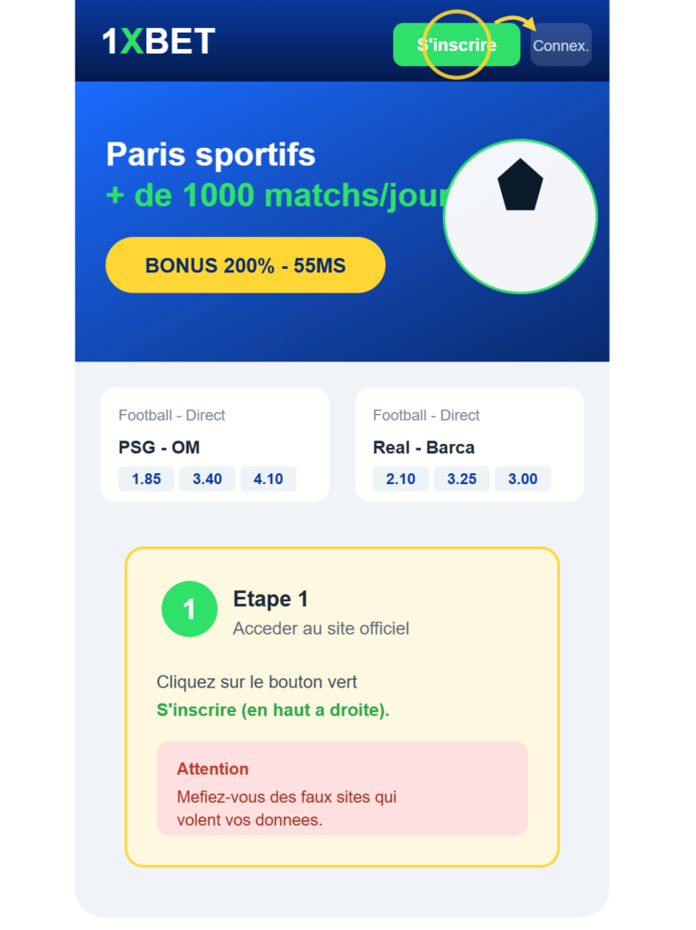 Matchs en direct sur 1XBET