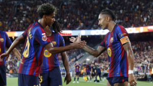 Lamine Yamal et Raphinha FC Barcelone Liga vs Real Madrid
